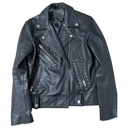Pre-owned Bolongaro Trevor Leather Biker Jacket In Black