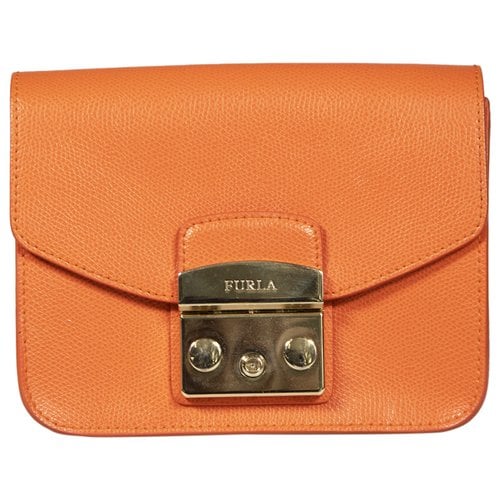 Pre-owned Furla Metropolis Leather Crossbody Bag In Orange
