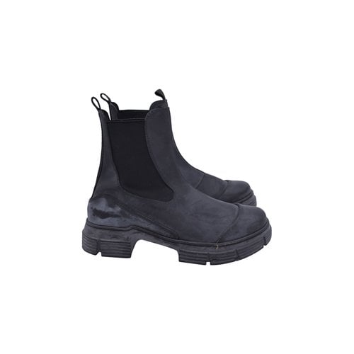 Pre-owned Ganni Boots In Black