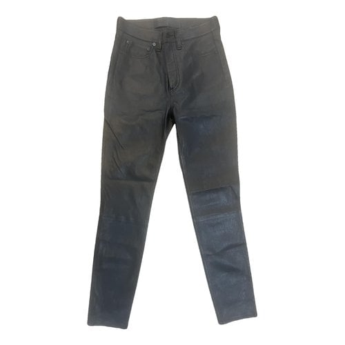 Pre-owned Rag & Bone Leather Trousers In Black