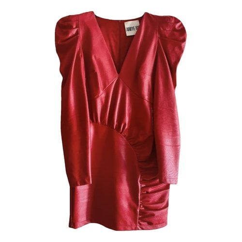 Pre-owned Aniye By Vegan Leather Mini Dress In Red