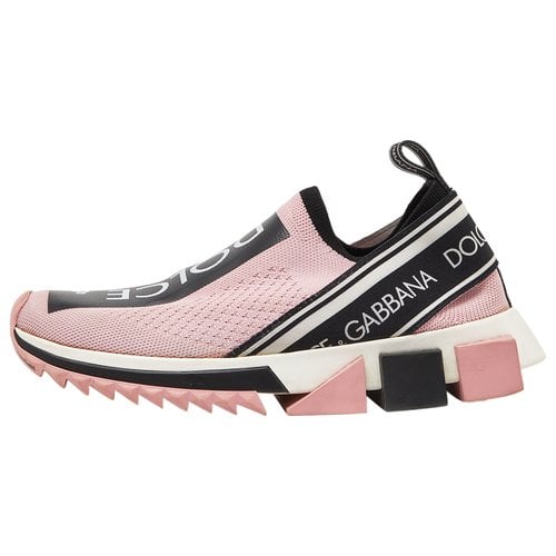 Pre-owned Dolce & Gabbana Cloth Trainers In Pink
