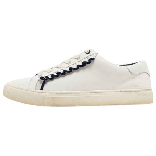 Pre-owned Tory Burch Leather Trainers In White