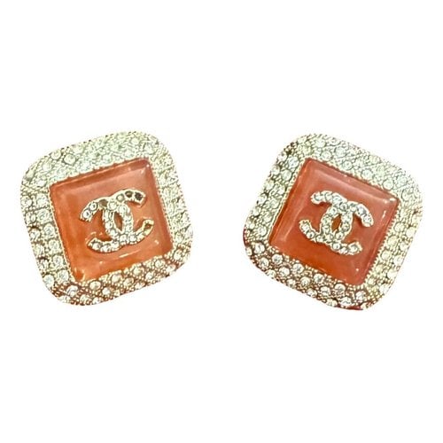 Pre-owned Chanel Crystal Earrings In Orange