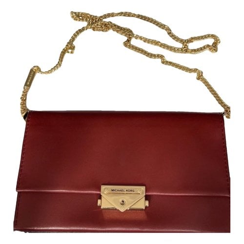Pre-owned Michael Kors Leather Clutch Bag In Burgundy