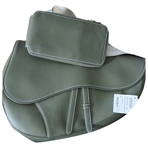 Pre-owned Dior Saddle Leather Bag In Green