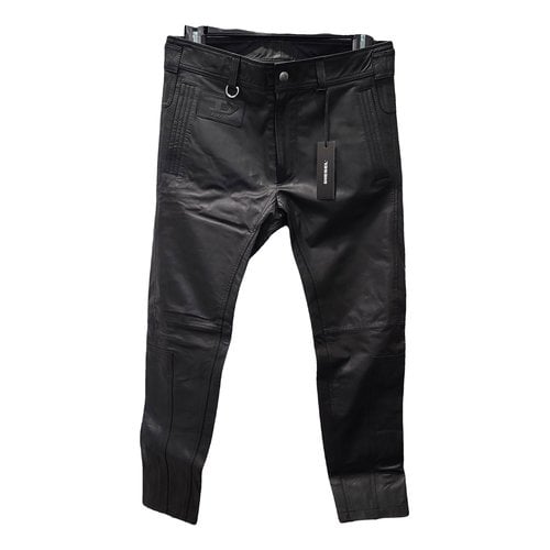 Pre-owned Diesel Leather Trousers In Black