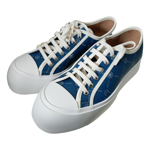 Pre-owned Marni Leather Low Trainers In Blue