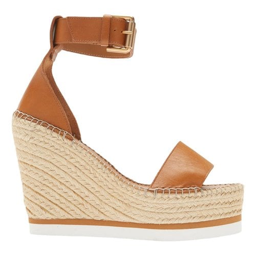 Pre-owned See By Chloé Leather Espadrilles In Orange