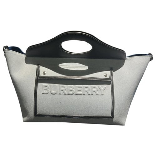 Pre-owned Burberry Pocket Cloth Tote In Blue
