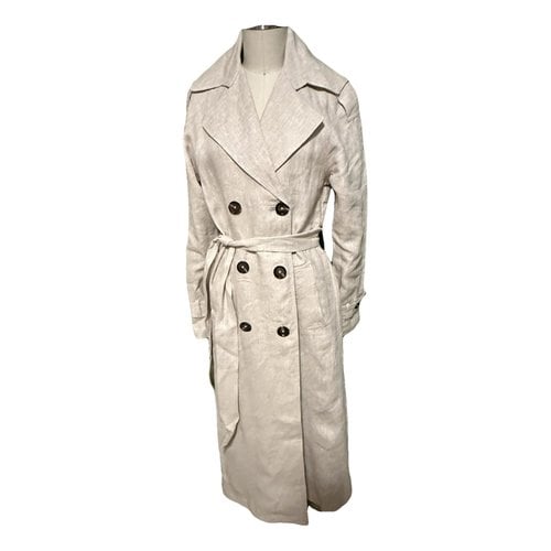 Pre-owned Reformation Linen Trench Coat In Beige