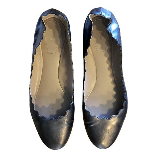 Pre-owned Chloé Lauren Leather Ballet Flats In Metallic