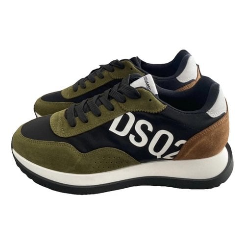 Pre-owned Dsquared2 Leather Low Trainers In Khaki