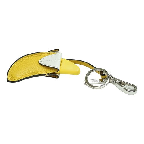 Pre-owned Fendi Leather Bag Charm In Yellow