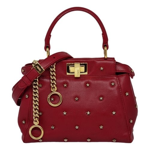 Pre-owned Fendi Peekaboo Leather Handbag In Red