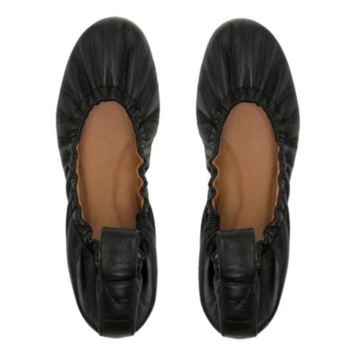 Pre-owned Atp Atelier Leather Ballet Flats In Black