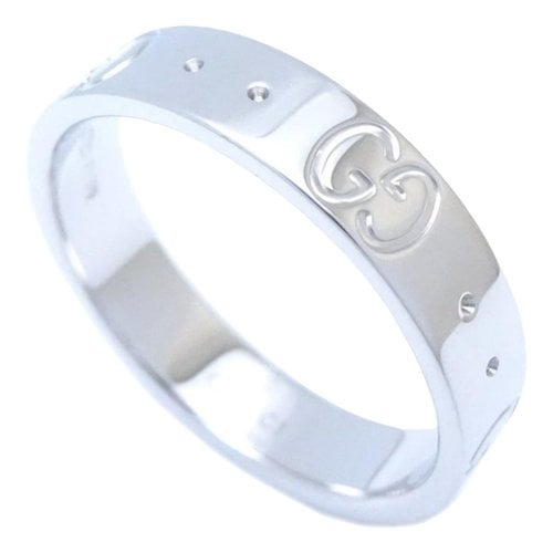 Pre-owned Gucci Icon White Gold Ring In Silver