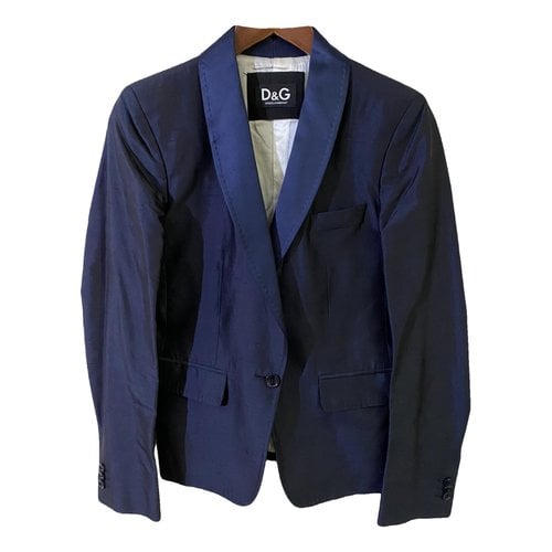 Pre-owned D&g Silk Blazer In Blue