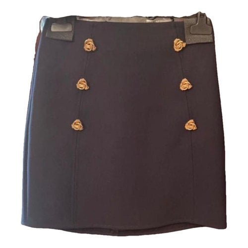 Pre-owned Elisabetta Franchi Wool Mini Skirt In Blue