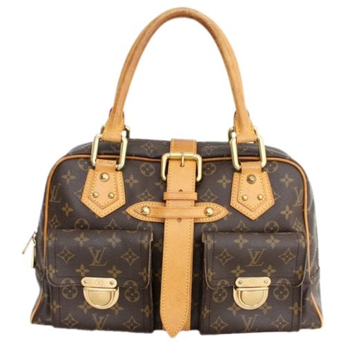 Pre-owned Louis Vuitton Manhattan Leather Satchel In Brown