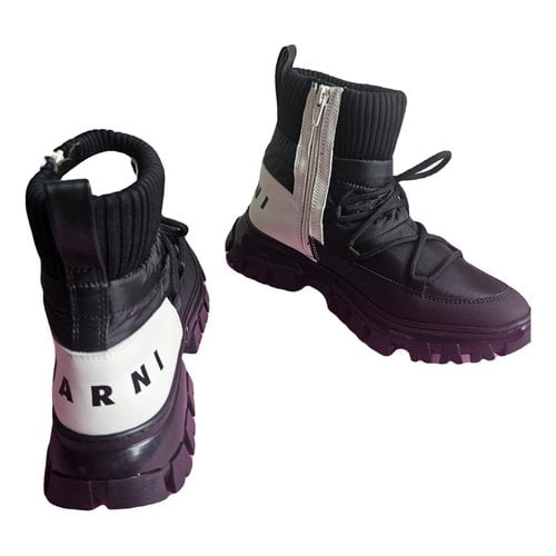 Pre-owned Marni Cloth Snow Boots In Black