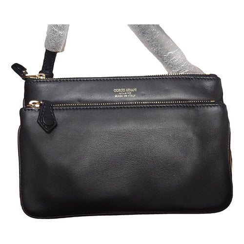 Pre-owned Giorgio Armani Leather Clutch Bag In Black