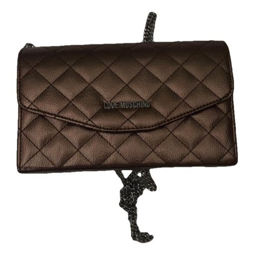 Pre-owned Moschino Love Leather Clutch Bag In Brown