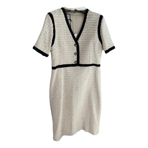 Pre-owned Gucci Tweed Mid-length Dress In White