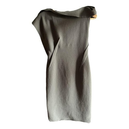 Pre-owned Lanvin Wool Mid-length Dress In Grey