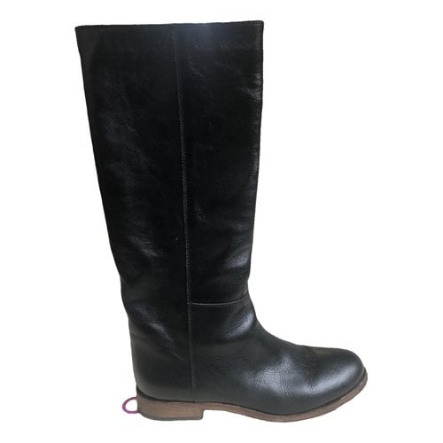 Pre-owned L'autre Chose Leather Riding Boots In Black