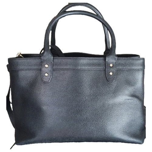 Pre-owned Borbonese Leather Handbag In Black
