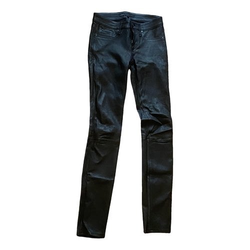 Pre-owned Marc Jacobs Leather Slim Pants In Black