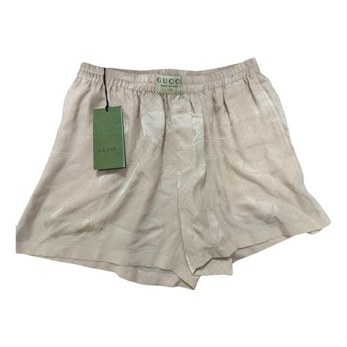 Pre-owned Gucci Silk Shorts In Beige