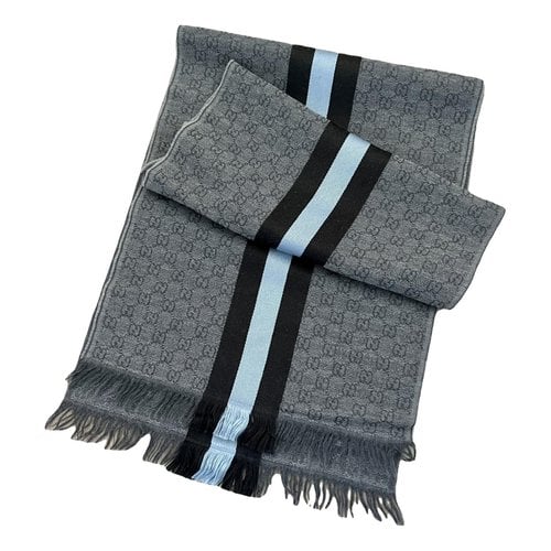 Pre-owned Gucci Wool Scarf & Pocket Square In Grey