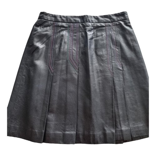 Pre-owned Christian Lacroix Leather Mini Skirt In Black