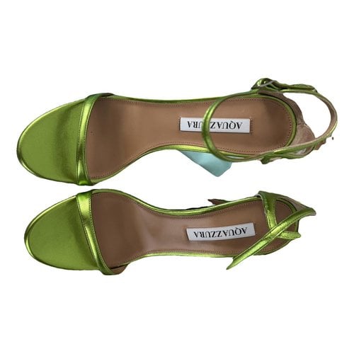 Pre-owned Aquazzura Leather Sandals In Green