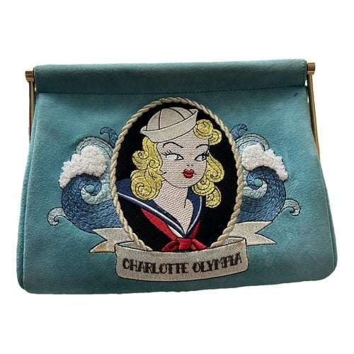 Pre-owned Charlotte Olympia Velvet Clutch Bag In Blue