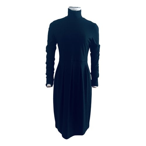 Pre-owned Jil Sander Wool Mid-length Dress In Black