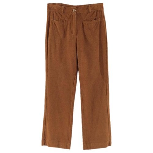 Pre-owned Petite Mendigote Straight Pants In Brown