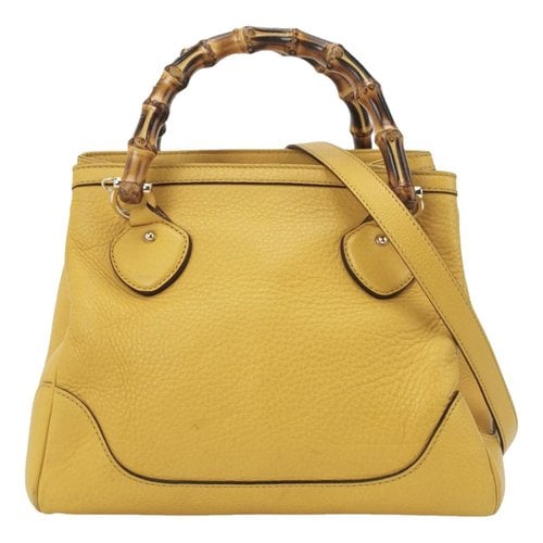 Pre-owned Gucci Bamboo Shopper Leather Crossbody Bag In Yellow