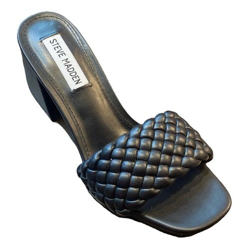 Pre-owned Steve Madden Leather Mules In Black