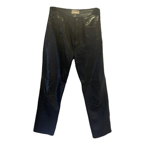 Pre-owned Agolde Leather Trousers In Black
