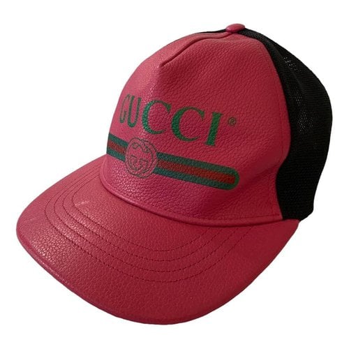 Pre-owned Gucci Leather Cap In Pink