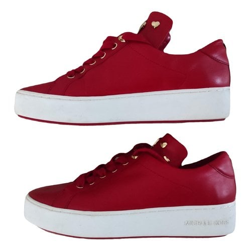 Pre-owned Michael Kors Leather Trainers In Red