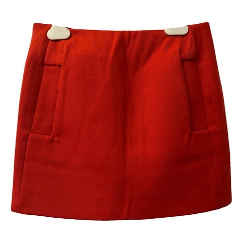 Pre-owned Maje Wool Mini Skirt In Orange