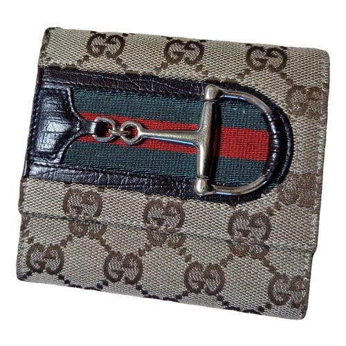 Pre-owned Gucci Ophidia Cloth Wallet In Beige