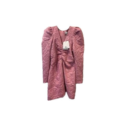 Pre-owned Ganni Linen Dress In Pink