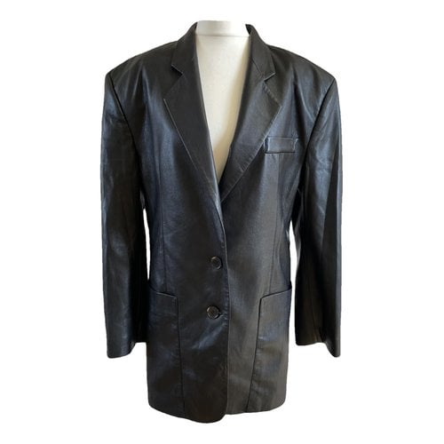 Pre-owned Nanushka Leather Jacket In Black