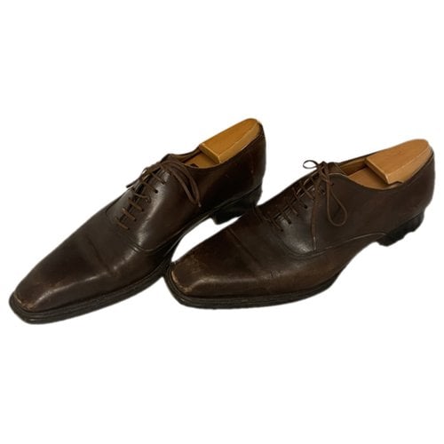 Pre-owned Jm Weston Leather Low Trainers In Brown