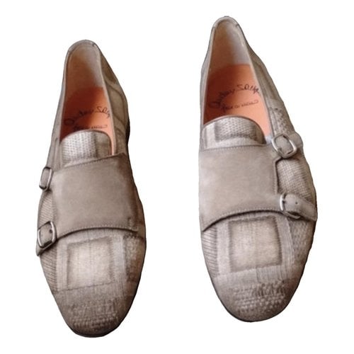 Pre-owned Santoni Leather Flats In Beige
